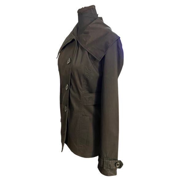 Tom Tailor Denim Black Trench Size S Lightweight Cotton Mid Length Button Front - Picture 3 of 9